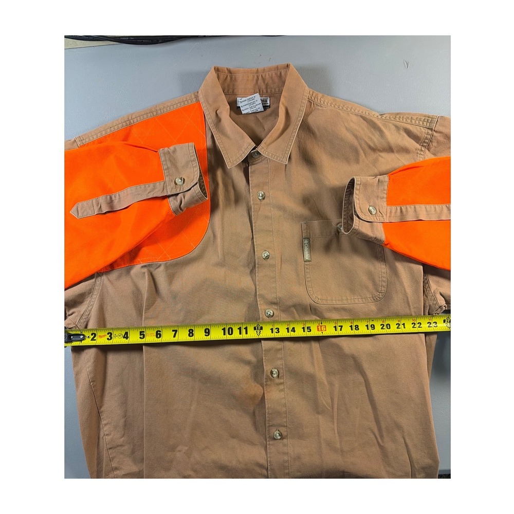 Columbia Hunting Shirt Mens XL Brown Blaze Orange Shooting Patch Long Sleeve Cot - Picture 3 of 9